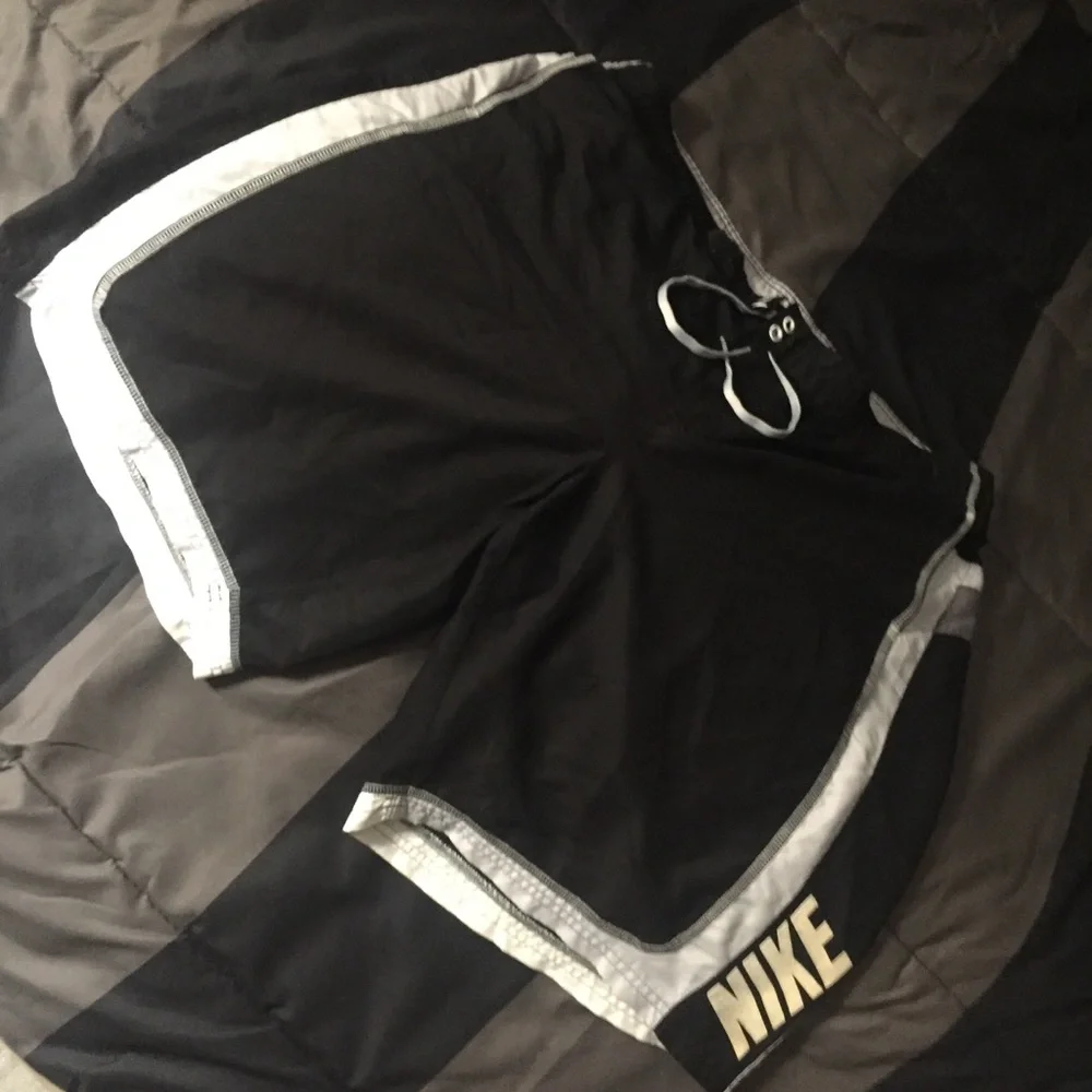 Nike Swim Trunks • True Black • White Accenting • Drawstring • Perfect